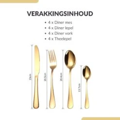 SensaHome - 20-Delige Bestek Set - Inclusief Mes/Vork/Lepel - 4 Personen - Goud 29 SensaHome - 20-Delige Bestek Set - Inclusief Mes/Vork/Lepel - 4 Personen - Goud -Huishoudelijk Serviesgoed 1200x1200 24
