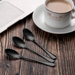 Alheco 6 Ovale Theelepels - 12.3cm - RVS Theelepeltjes - Zwart -Huishoudelijk Serviesgoed 1200x1200 282