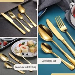 SensaHome - 20-Delige Bestek Set - Inclusief Mes/Vork/Lepel - 4 Personen - Goud 36 SensaHome - 20-Delige Bestek Set - Inclusief Mes/Vork/Lepel - 4 Personen - Goud -Huishoudelijk Serviesgoed 1200x1200 31