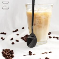 House Of Husk Latte Macchiato Lepels Set - Lange Theelepels - Koffielepels - Longdrinklepels - Sorbetlepels - Barlepel - RVS - 6 Stuks - 20CM - Zwart -Huishoudelijk Serviesgoed 1200x1200 312