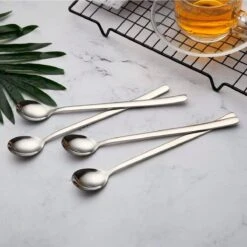 House Of Husk Latte Macchiato Lepels Set - Lange Theelepels - Koffielepels - Longdrinklepels - Sorbetlepels - Barlepel - RVS - 6 Stuks - 20CM - Zilver -Huishoudelijk Serviesgoed 1200x1200 329