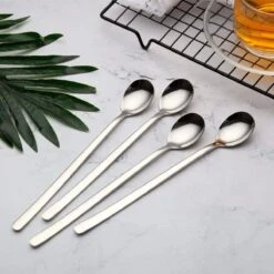 House Of Husk Latte Macchiato Lepels Set - Lange Theelepels - Koffielepels - Longdrinklepels - Sorbetlepels - Barlepel - RVS - 6 Stuks - 20CM - Zilver -Huishoudelijk Serviesgoed 1200x1200 330