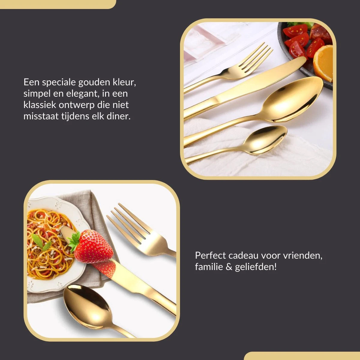 SensaHome - 20-Delige Bestek Set - Inclusief Mes/Vork/Lepel - 4 Personen - Goud 20 SensaHome - 20-Delige Bestek Set - Inclusief Mes/Vork/Lepel - 4 Personen - Goud - Afbeelding 20