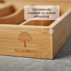 SCHOBERG Houten Bestekbak 34 Cm X 25 Cm X 5 Cm | Bamboe Enkele Keuken Bestekbak | Universele Bestekbak -Huishoudelijk Serviesgoed 1200x1200 474