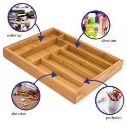 ACAZA Uitschuifbare Bestekbak In Bamboe Hout, Besteklade Met 7 Tot 9 Vakken, Ladeverdeler, Opbergbak, Bestekcassette, Verstelbaar -Huishoudelijk Serviesgoed 1200x1200 488