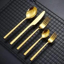 Cadeau 30-delige Gouden Zilverwerk Set Bestekset, Velaze 18/10 Roestvrijstalen Gebruiksvoorwerpen Service Voor 6 Personen Inclusief Dinerlepel, Diner Vork, Diner Mes, Dessertvork En Theelepel, Spiegel Gepolijst Ontwerp -Huishoudelijk Serviesgoed 1200x1200 51