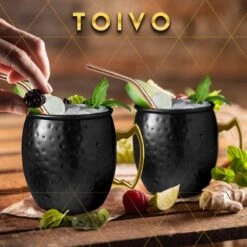 Toivo Moscow Mule Bekers Deluxe 2 Stuks - Zwart - Inclusief RVS Rietjes - 500 Ml - Cocktailglas - Bekers -Huishoudelijk Serviesgoed 1200x1200 529