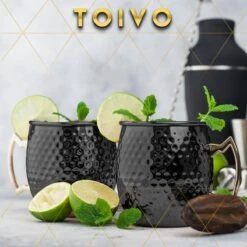 Toivo Moscow Mule Bekers Deluxe 2 Stuks - Zwart - Inclusief RVS Rietjes - 500 Ml - Cocktailglas - Bekers -Huishoudelijk Serviesgoed 1200x1200 530