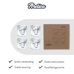 Aretica Shotglaasjes Skull Gift Set Van 4 - Borrelglaasjes - Shot Glaasjes - Vaatwasserbestendige Shotglazen - Shotglas - Drankspel - Glazen Borrelglas - Inhoud 25 Ml - Ø 4.7cm - Transparant -Huishoudelijk Serviesgoed 1200x1200 540