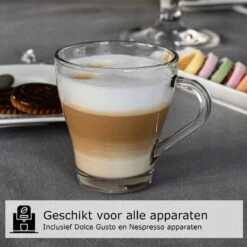 Koffieglas - Theeglazen – Cappuccino Glazen - Latte Macchiato Glazen - 270ML - Set Van 6 -Huishoudelijk Serviesgoed 1200x1200 587
