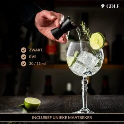 GDLF® Gin Tonic Glazen Set In Een Luxe Geschenkdoos - Incl. Zwarte RVS Maatbeker 30/15ML - Hoogwaardig Loodvrij Kristal - Made In Europe - Cocktail Glazen - 600ML - Cocktail Set - Gin Tonic Geschenkset - Cadeau Voor Man/Vrouw -Huishoudelijk Serviesgoed 1200x1200 590