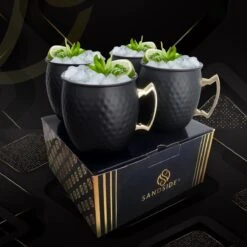 Moscow Mule Bekers Premium – Cocktail Glazen - Cocktail Set – Koperen Beker Set 4x Zwart - Luxe Giftset Cadeau -Huishoudelijk Serviesgoed 1200x1200 724