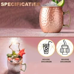 Toivo Moscow Mule Bekers Deluxe 2 Stuks - Brons - 500 Ml - Inclusief RVS Rietjes - Cocktailglas - Bekers -Huishoudelijk Serviesgoed 1200x1200 734