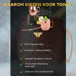 Toivo Moscow Mule Bekers Deluxe 2 Stuks - Brons - 500 Ml - Inclusief RVS Rietjes - Cocktailglas - Bekers -Huishoudelijk Serviesgoed 1200x1200 735