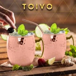 Toivo Moscow Mule Bekers Deluxe 2 Stuks - Brons - 500 Ml - Inclusief RVS Rietjes - Cocktailglas - Bekers -Huishoudelijk Serviesgoed 1200x1200 736