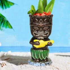 Tiki-mokken Glazen Tiki-mok Voor Cocktails, Set Van 4 Grote Keramische Tropische Bekers, Hawaïaanse Tiki-feestjes, Creatieve Cocktailglazen Voor Drankjes, Drinkgerei Voor Bar, Hoogwaardig Tropisch Exotisch Leuk Bargerei, 4 Stuks, Als Cadeau -Huishoudelijk Serviesgoed 1200x1200 749