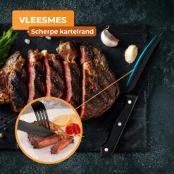 Strex Bestekset 6 Persoons - Zwart - 36-delig - Roestvrij Staal - Lepels, Messen, Vorken En Steakmessen - Hoogwaardige Kwaliteit -Huishoudelijk Serviesgoed 1200x1200 8