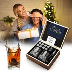Olvy Whiskey Set Met 2 Whiskey Glazen En 8 Whiskey Stones - Incl. Opbergzakje, Onderzetters En Tang - Cadeauset - Luxe Whisky Set - Whiskey Glazen - Gift Set -Huishoudelijk Serviesgoed 1200x1200 803