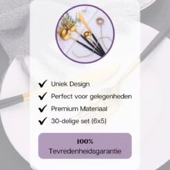 LuZana - Bestek Set Goud - 30-delig - Bestekset 6 Persoons - Goud/zwart - Bestek - Borden - Bestekset Zwart 18 LuZana - Bestek Set Goud - 30-delig - Bestekset 6 Persoons - Goud/zwart - Bestek - Borden - Bestekset Zwart -Huishoudelijk Serviesgoed 1200x1200 82