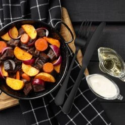 Strex Bestekset 6 Persoons - Zwart - 36-delig - Roestvrij Staal - Lepels, Messen, Vorken En Steakmessen - Hoogwaardige Kwaliteit -Huishoudelijk Serviesgoed 1200x1200 9