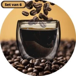 Powarkleen® - 250ml Set Met 6 Dubbelwandige Theeglazen - Theeglazen - Koffieglazen