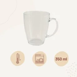 Orange85 Theeglazen Met Oor - 4 Stuks - 350 Ml - Groot Formaat - Transparant - Theekopjes -Huishoudelijk Serviesgoed 1200x1200 975