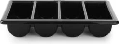 Hendi Bestekbak Horeca - 4 Vakken - Zwart - GN 1/1 - 530x325x(H)10cm - Bestekbak Kunststof