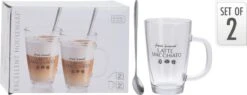 Excellent Houseware Set Van 2x Latte Macchiato Glazen Inclusief Lepels 300 Ml - Koffie Glazen - Cappuccino Glazen -Huishoudelijk Serviesgoed 1200x463