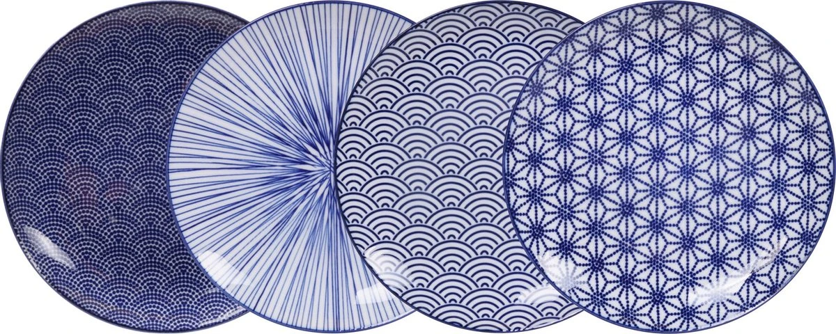 Tokyo Design Studio | Nippon Blue | Set Van 4 Borden Ø 25,7 Cm | Porselein 1 Tokyo Design Studio | Nippon Blue | Set Van 4 Borden Ø 25,7 Cm | Porselein