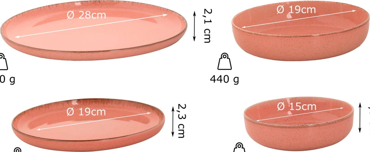 Palmer Serviesset Antigo Porselein 6-persoons 24-delig Roze 3 Palmer Serviesset Antigo Porselein 6-persoons 24-delig Roze - Afbeelding 3