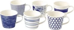 Royal Doulton Pacific - 6x Mok / Beker - Porselein - Wit / Blauw - 450 Ml - Set Van 6 Mokken -Huishoudelijk Serviesgoed 1200x495 2