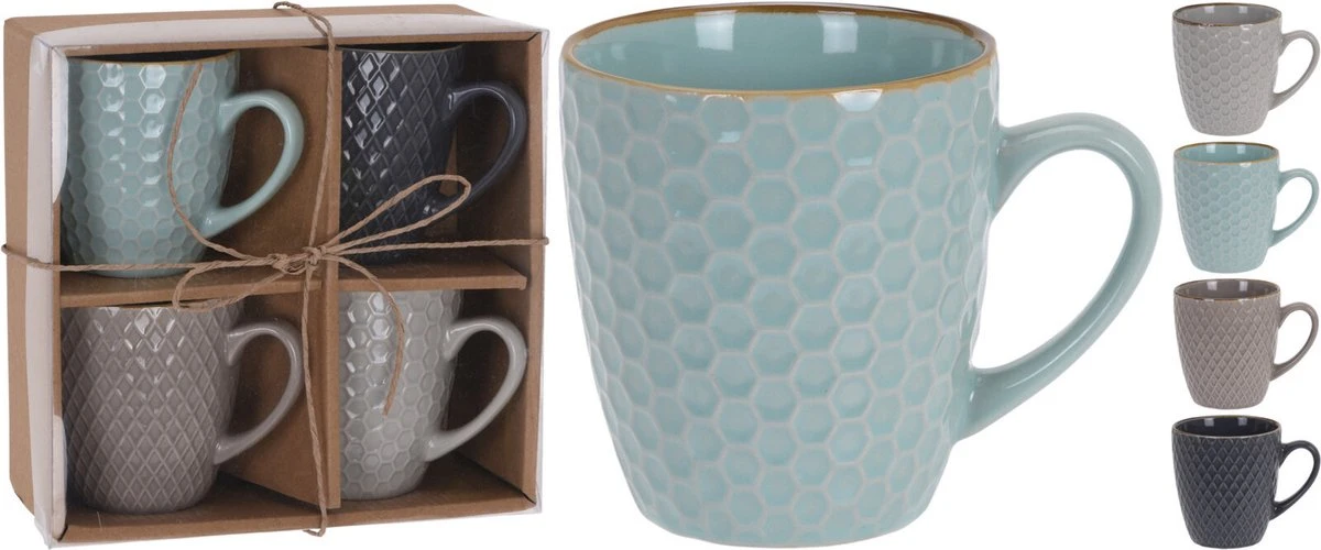 Excellent Houseware Set Van 8x Stuks Luxe Gekleurde Stoneware Bekers/koffiekopjes 200 Ml - Kopjes/koffiebekers 2 Excellent Houseware Set Van 8x Stuks Luxe Gekleurde Stoneware Bekers/koffiekopjes 200 Ml - Kopjes/koffiebekers - Afbeelding 2