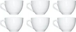 Merkloos Koffie Kopjes – Koffiekopjes – Koffiemokken – Cappuccino – Set Van 6 – Porselein – 250 Ml – Wit -Huishoudelijk Serviesgoed 1200x511