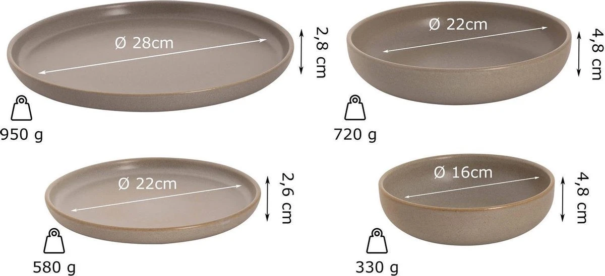 Palmer Serviesset Sandy Loam Stoneware 6-persoons 24-delig Grijs 3 Palmer Serviesset Sandy Loam Stoneware 6-persoons 24-delig Grijs - Afbeelding 3