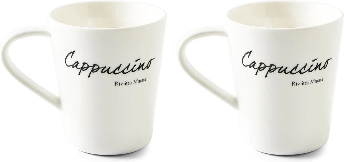 Riviera Maison Classic Cappuccino Mug - Cappuccino Kopjes - Porselein Mokken Set Van 2 - 200 Ml 2 Riviera Maison Classic Cappuccino Mug - Cappuccino Kopjes - Porselein Mokken Set Van 2 - 200 Ml - Afbeelding 2