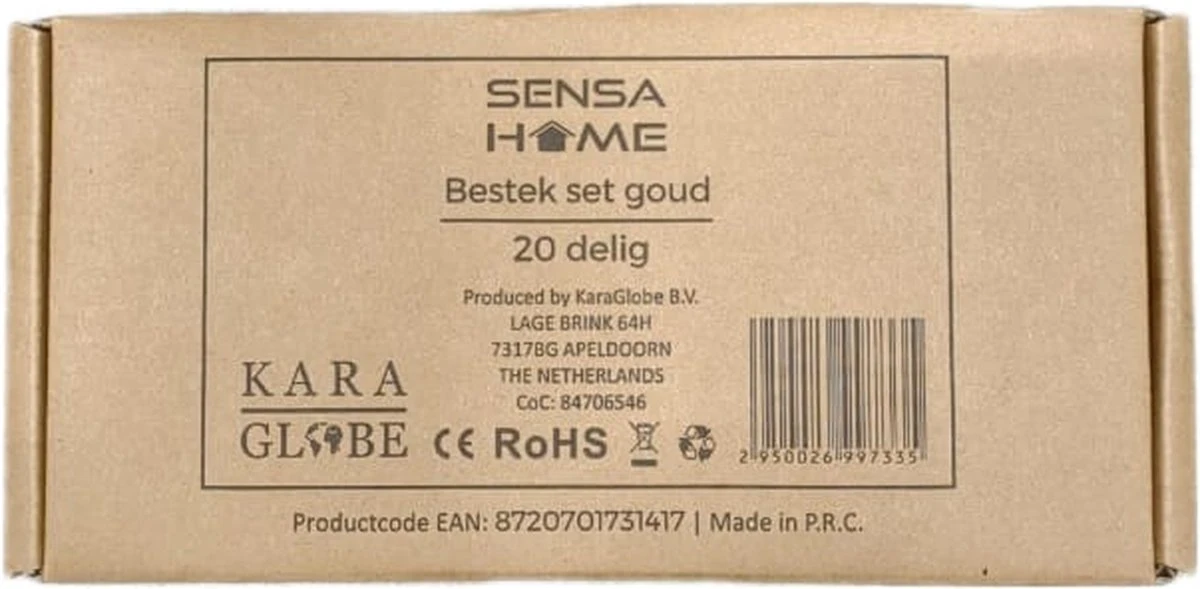 SensaHome - 20-Delige Bestek Set - Inclusief Mes/Vork/Lepel - 4 Personen - Goud 6 SensaHome - 20-Delige Bestek Set - Inclusief Mes/Vork/Lepel - 4 Personen - Goud - Afbeelding 6