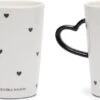 Riviera Maison Mokken Set Met Hartjes RM Love Mug Maat L - 300 ML - Porselein - Wit - 2 Stuks