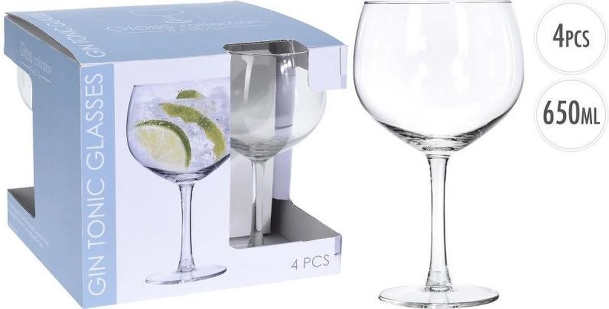 Merkloos Gin Tonic Glazen 650ml - Set 4 Stuks 2 Merkloos Gin Tonic Glazen 650ml - Set 4 Stuks - Afbeelding 2