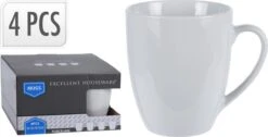 Excellent Houseware Set Van 4x Stuks Bekers/mokken Wit 380 Ml Van Porselein - Melkbekers -Huishoudelijk Serviesgoed 1200x612 1
