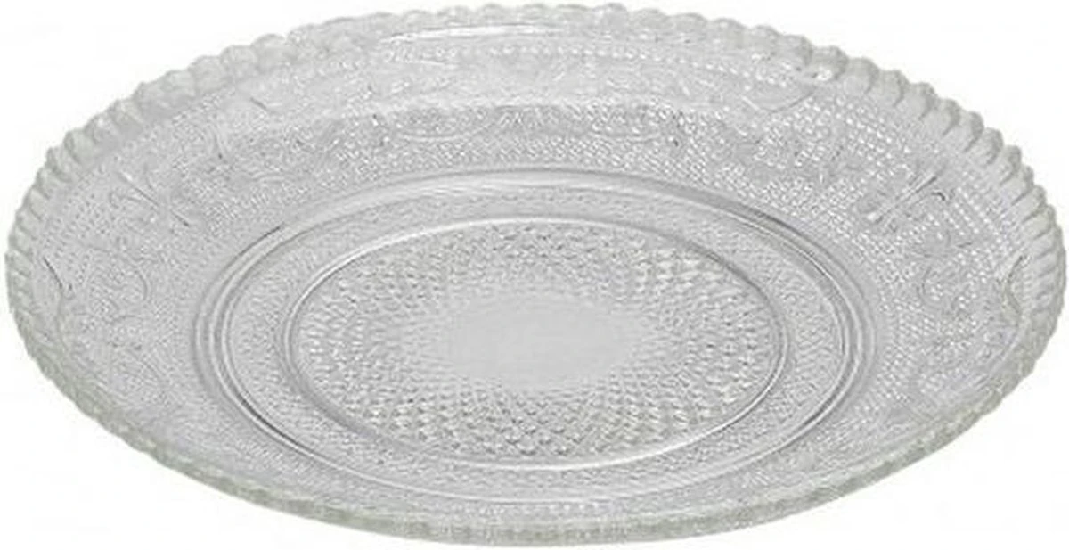 Merkloos 6x Dessert/gebaksbordjes Glas Barok 15 Cm - Kleine Glazen Bordjes - Tafel Dekken 1 Merkloos 6x Dessert/gebaksbordjes Glas Barok 15 Cm - Kleine Glazen Bordjes - Tafel Dekken