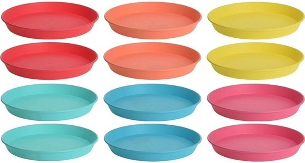 Merkloos 12x Gekleurde Borden Kunststof 23 Cm - Campingservies/picknickservies 1 Merkloos 12x Gekleurde Borden Kunststof 23 Cm - Campingservies/picknickservies