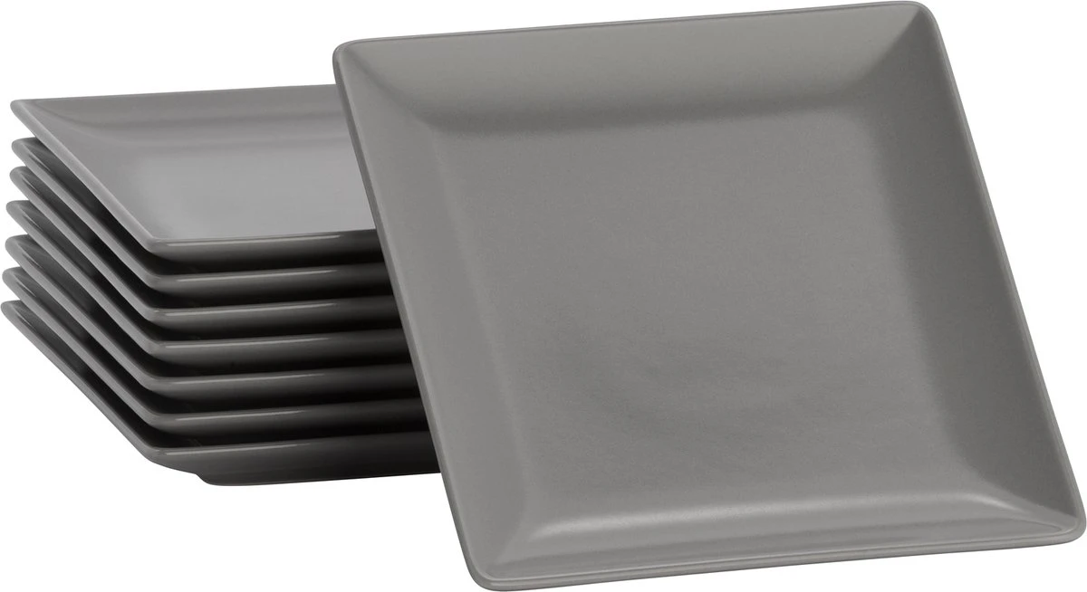 Lite-Body Hermes Gebaksbordjes - Set Van 8 Stuks - Ø16 Cm - Grijs Mat 1 Lite-Body Hermes Gebaksbordjes - Set Van 8 Stuks - Ø16 Cm - Grijs Mat