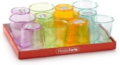 12x Stuks Drinkglazen/limonadeglazen Gekleurd 200 Ml - Sapglazen/waterglazen Onbreekbaar Kunststof Voor Kinderen