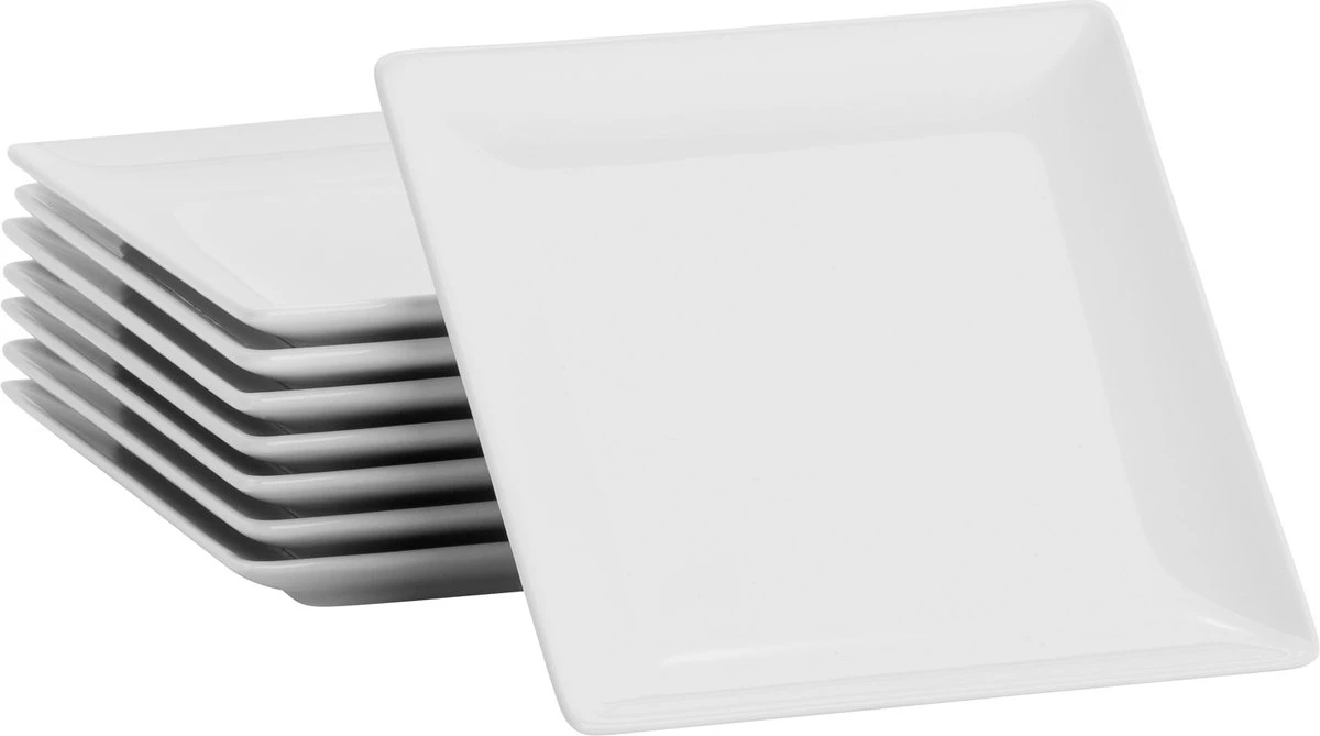 Lite-Body Hermes Gebaksbordjes - Set Van 8 Stuks - Ø16 Cm - Wit 1 Lite-Body Hermes Gebaksbordjes - Set Van 8 Stuks - Ø16 Cm - Wit