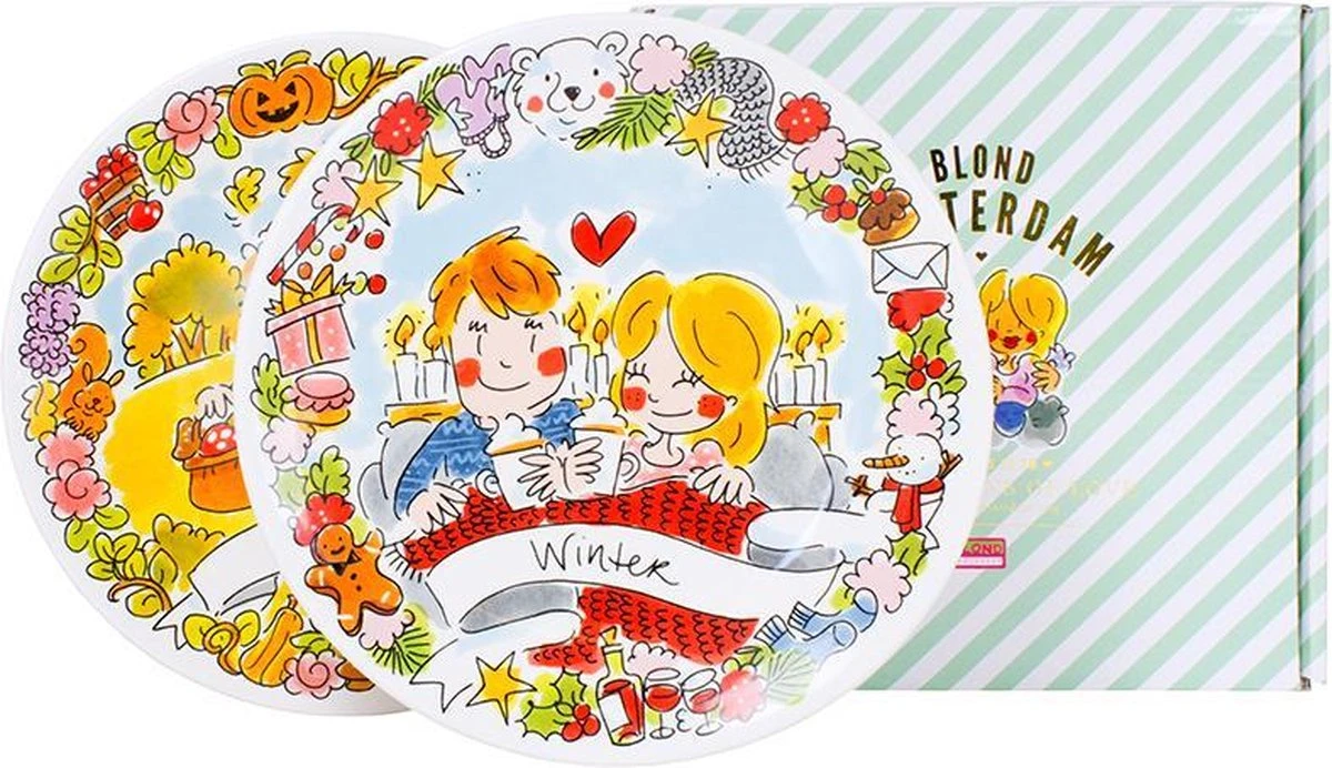 Blond Amsterdam Winter Ontbijtborden Set - 2 Stuks: Autum & Winter - Ø 22 Cm 1 Blond Amsterdam Winter Ontbijtborden Set - 2 Stuks: Autum & Winter - Ø 22 Cm