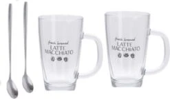 Excellent Houseware Set Van 2x Latte Macchiato Glazen Inclusief Lepels 300 Ml - Koffie Glazen - Cappuccino Glazen -Huishoudelijk Serviesgoed 1200x700