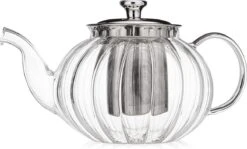 Glazen Theepot Met Filter (RVS) - 1.2 Liter - Pompoen Design - Thee Infuser – Borosilicaat – Anti-druppel Tuit -Huishoudelijk Serviesgoed 1200x726 1