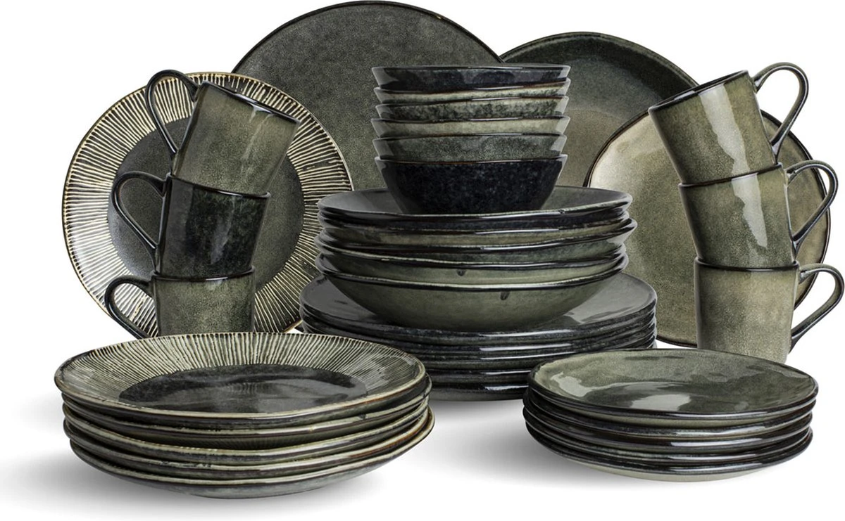 Dutch Rose Organic - Dutch Rose Set 36 Delig Servies Groen 1 Dutch Rose Organic - Dutch Rose Set 36 Delig Servies Groen