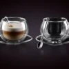 Affekdesign - Dubbelwandige Glazen Met Schotel & Lepel - 250 Ml - Set Van 2 - Koffieglazen - Theeglas - Cappuccino Glazen - Latte Macchiato Glazen - Glas