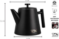 VDN RVS Theepot Dubbelwandig Met Filter - Zwarte Theekan 1 Liter - 902 -Huishoudelijk Serviesgoed 1200x785 1